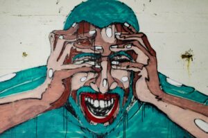 grafite com jovem em desespero