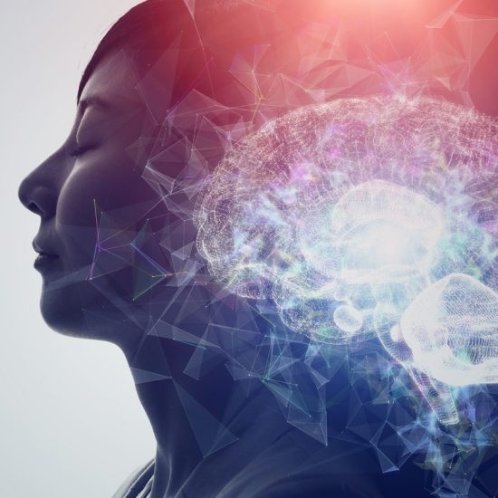 AI (Artificial Intelligence) concept. Deep learning. Mindfulness. Psychology.